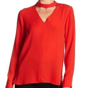 1. State Red Choker Long Sleeved Blouse Size Small
